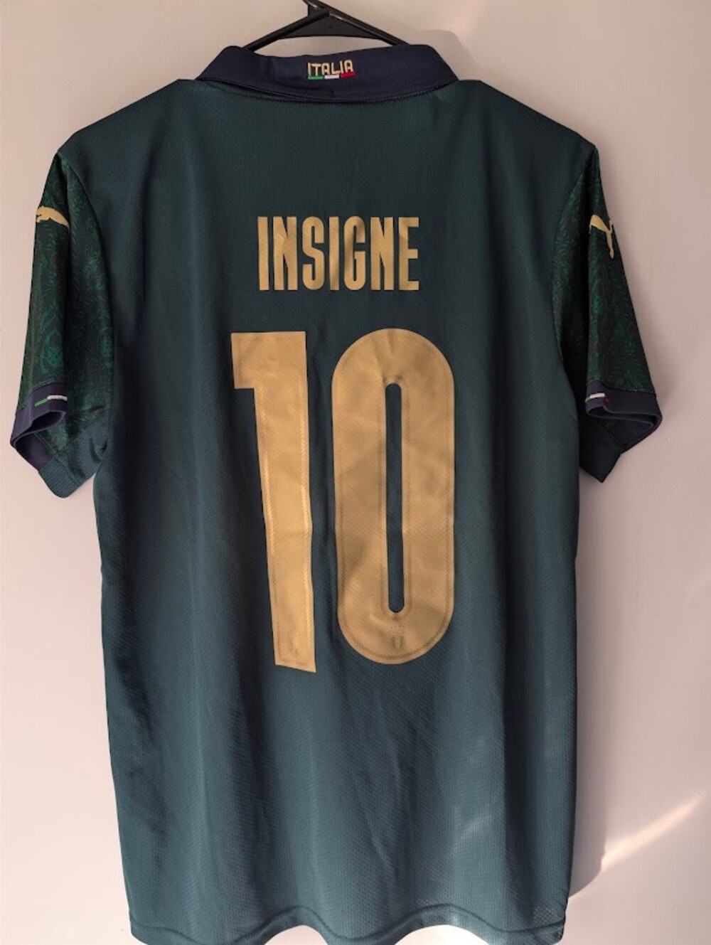 Italy 2019/20 Third Green Renaissance Jersey Insigne #10 Puma Mens Medium NWT